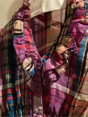Women's Purple Plaid Ruffle Shirt